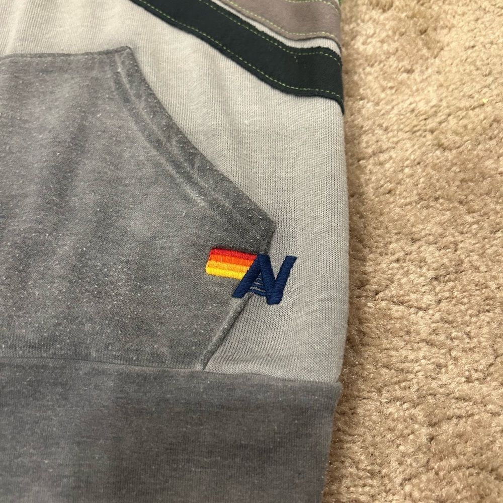 Aviator Nation Gray Hoodie with Green Stripes - Picture 4 of 11
